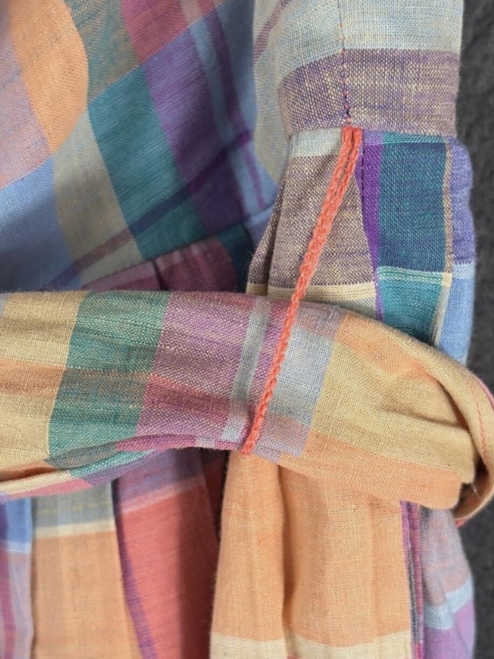 Ralph Lauren 1980s vintage plaid madras cotton multi halter dress 12 - Picture 6 of 14